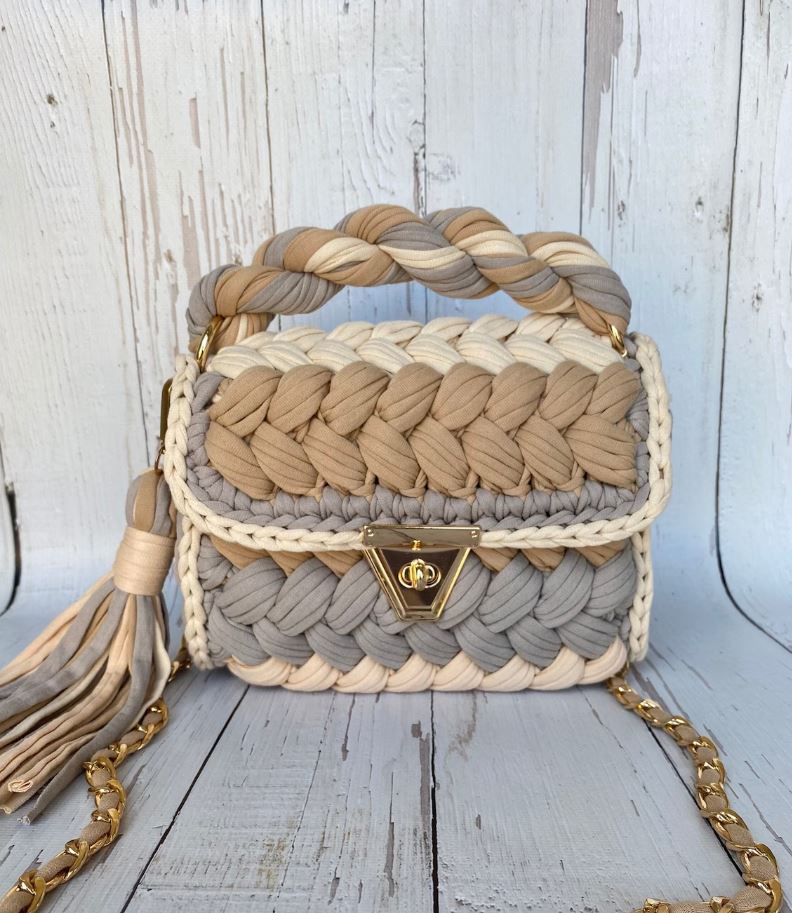 Penye İp Pastel Omuz Çantası