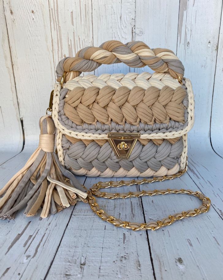 Penye İp Pastel Omuz Çantası