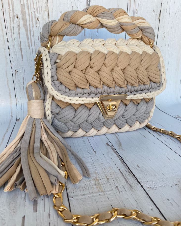 Penye İp Pastel Omuz Çantası