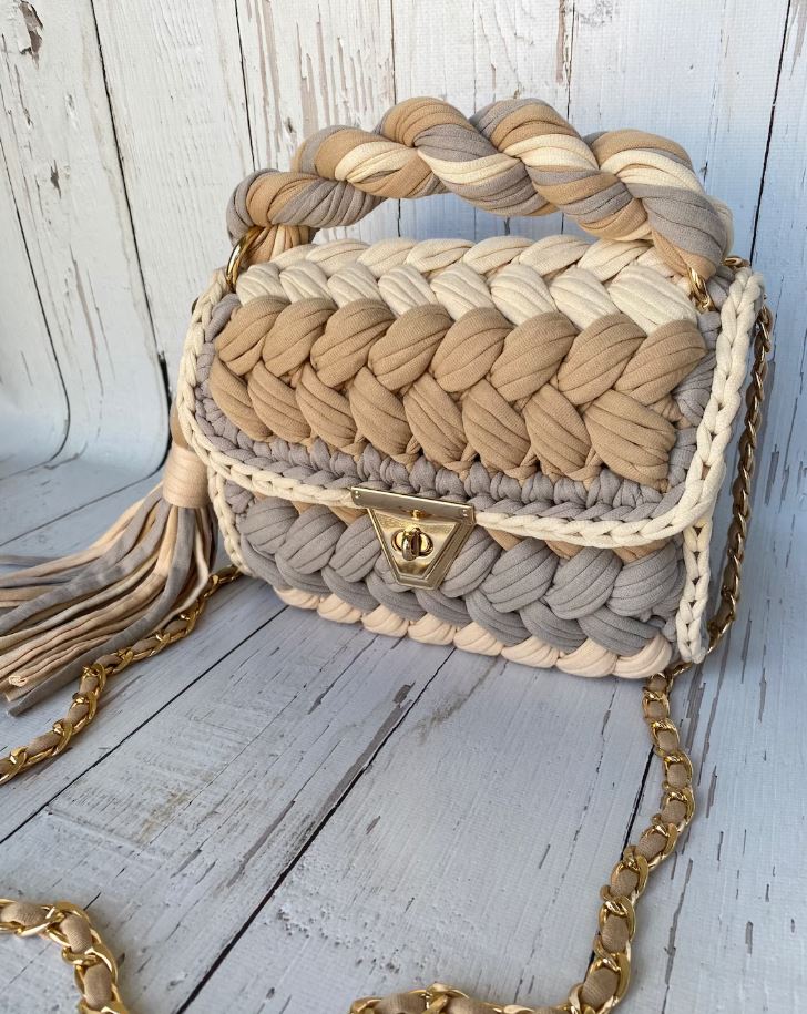 Penye İp Pastel Omuz Çantası