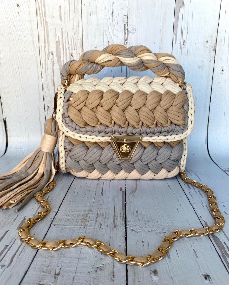 Penye İp Pastel Omuz Çantası