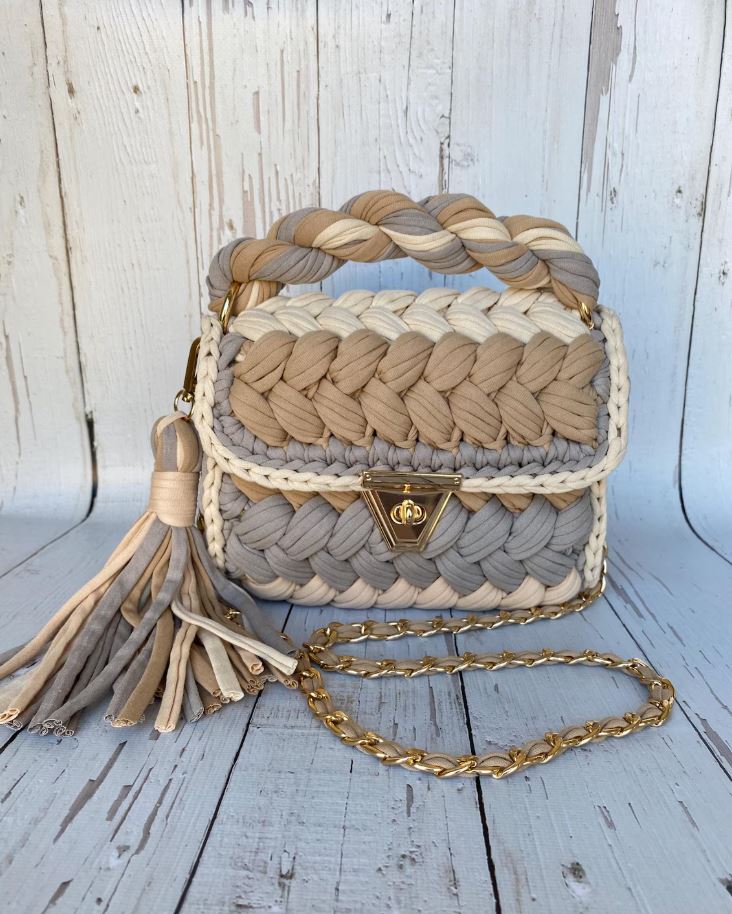 Penye İp Pastel Omuz Çantası