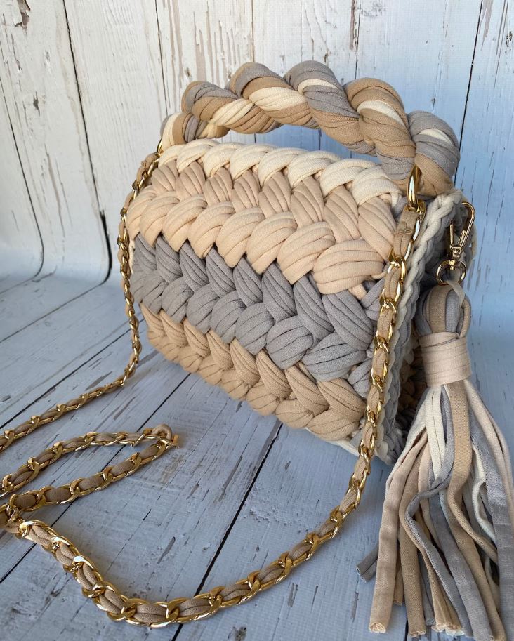 Penye İp Pastel Omuz Çantası