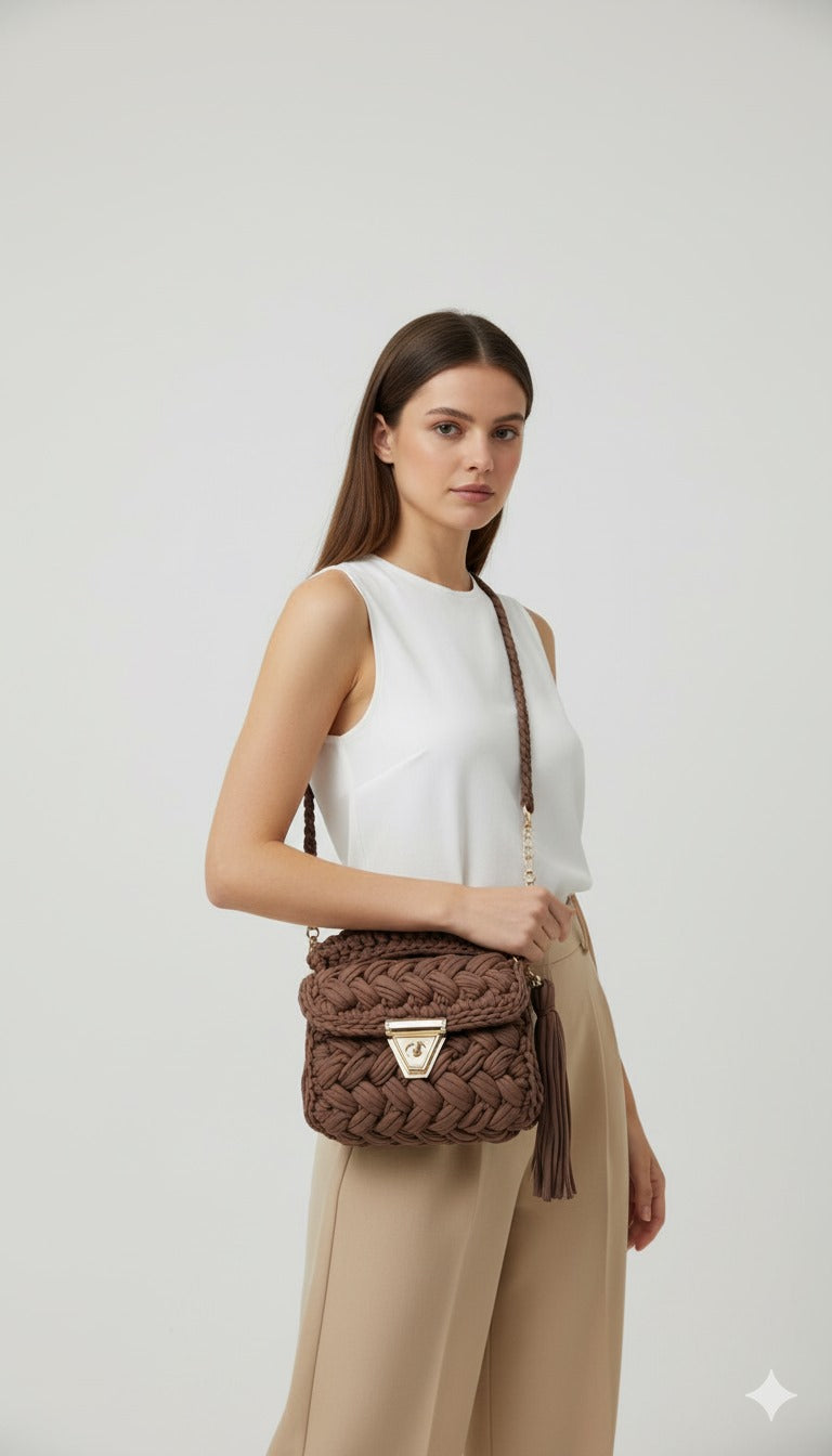 Kahverengi Kazayağı El Çantası